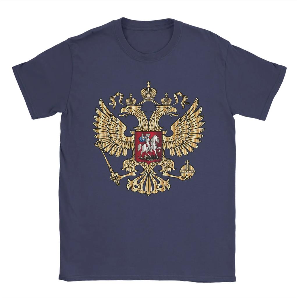 Russian Coat of Arms T-Shirts Men Russia Emblem  Novelty Pure Cotton Tee Shirt Crew Neck Short Sleeve T Shirts Printed Tops