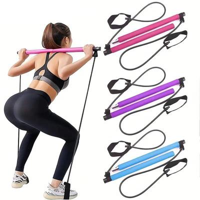 Tam Vücut Fitness için Ultimate Pilates Bar Seti Göğüs Genişletme Sırt Eğitimi ve Vücut Esnetme için Elastik Direnç Halat Çubuğu