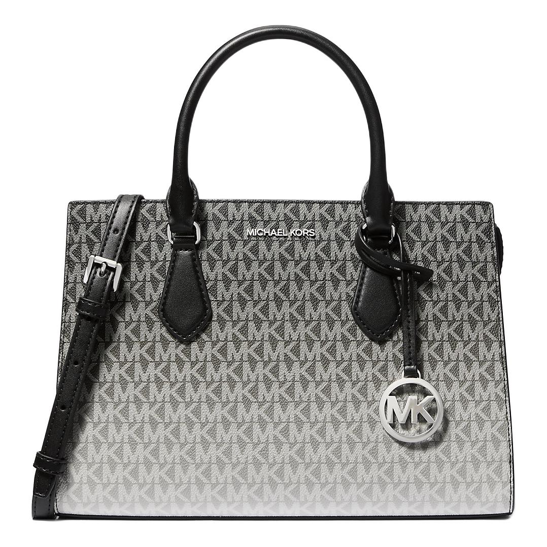 

Michael Kors Mk Sheila Allover Logo Print Zip Closure Coated Canvas Shoulder Bag Women handbags Black 35R5S6HS8B-BLACK Basic Set (Bag)