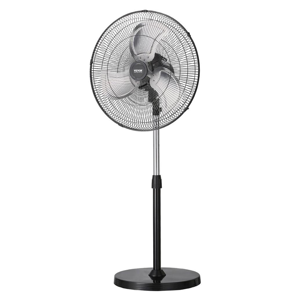 20" Industrial Pedestal Fan 3-Speed Oscillating Fan Height Adjustable