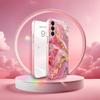 Pink gold texture PhoneCase for Samsung Galaxy S26 S25 S24 S23 S22 FE Ultra Plus Built-in glass feel bare machine Women's style