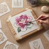 9 stk. DIY Blomstermaling Skabeloner Papirhåndværk Tilbehør Til Sprøjtning Og Tegning Genanvendelige Plastik Skabeloner Til Træ