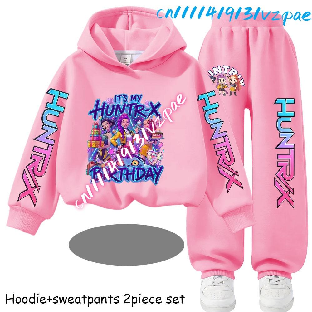 Kp-op Kids New Fashion Cartoon Print 2pcs Hoodie+Pants Sportsuits Casual Outfits Clothes for 2-13 Years Boys Girls