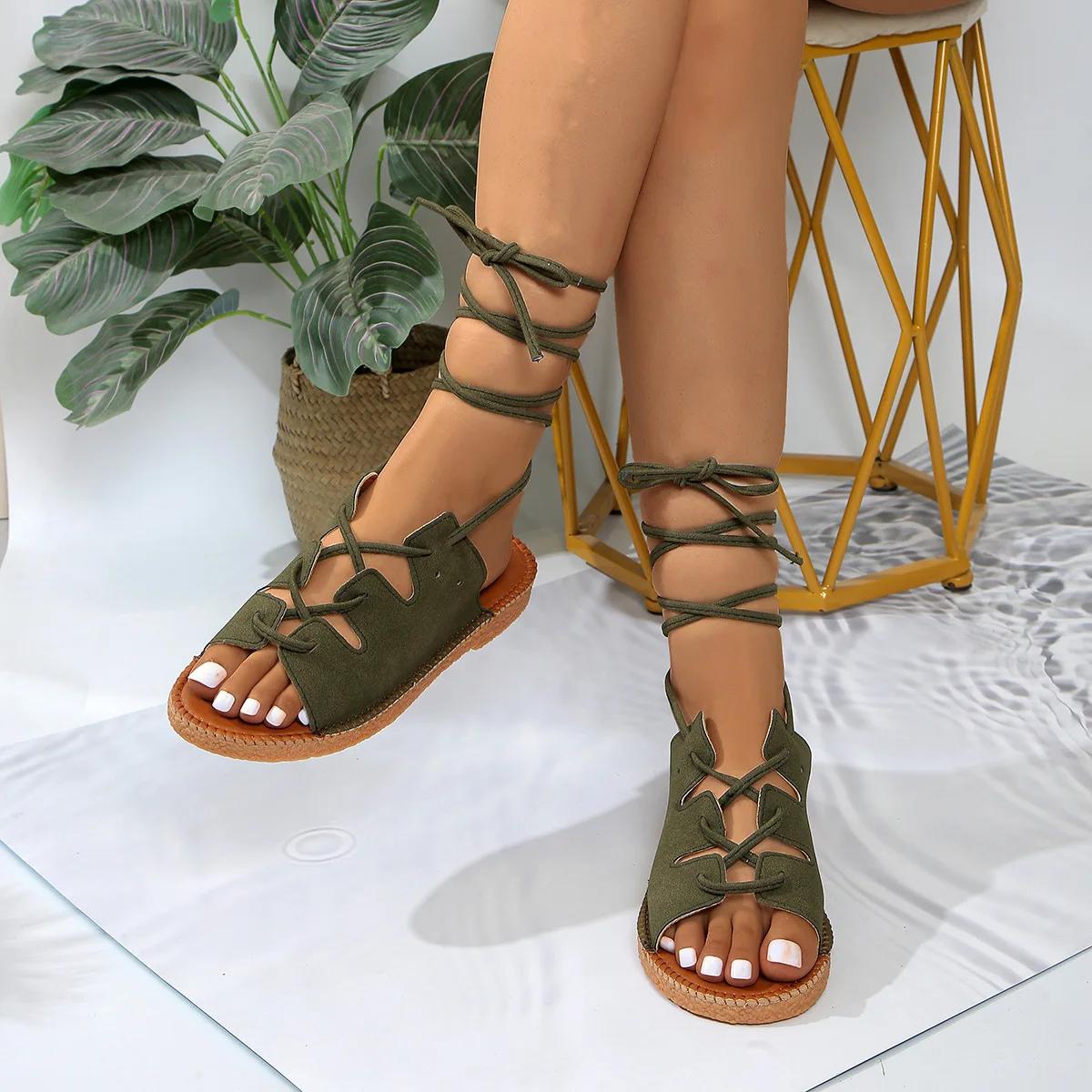 

Fashion Women s Fashion Trends Anti-Slip Sandals 2025 Classic Wearing Comfortable Feet Naked Strap Roman Women s Shoes Zapatos De Mujer 43 армия зеленый