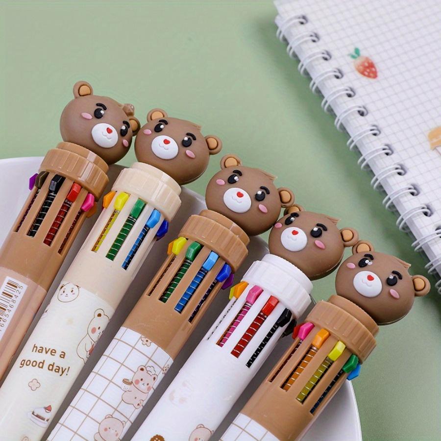 Back to school season 10pcs 0.7mm Creative Bear shape Multiple colors ballpoint pen, Cute stationery colorful ballpoint pen School Creative Stationery