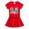 Sommerliches Koreanisches Cartoon-Mädchen-Kurzarmkleid mit gefaltetem Rüschenrock