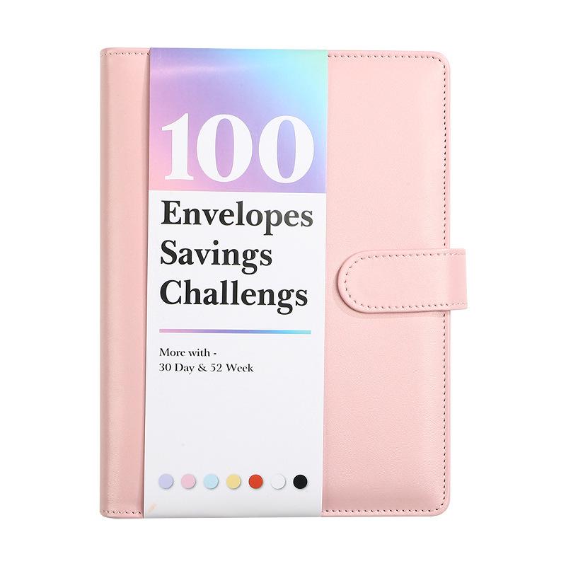 100-Day Envelope Challenge Loose-Leaf Notebook: PU Colored Savings Planner for Couples