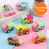 Colorful Assembled Pull Back Car Cute Style Mini Frictional Sliding Trolley Toy Educational Gifts