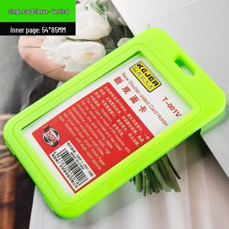 Vertical & Horizontal Double-Sided Transparent Employee Badge Holder with Color Options