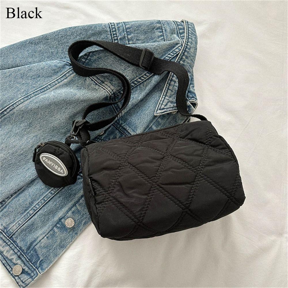Women Fashion Quilted Shoulder Bags Down Cotton Padded Handbags Puffy Messenger Bag Casual Solid Color Commute Bags Shopping Bag