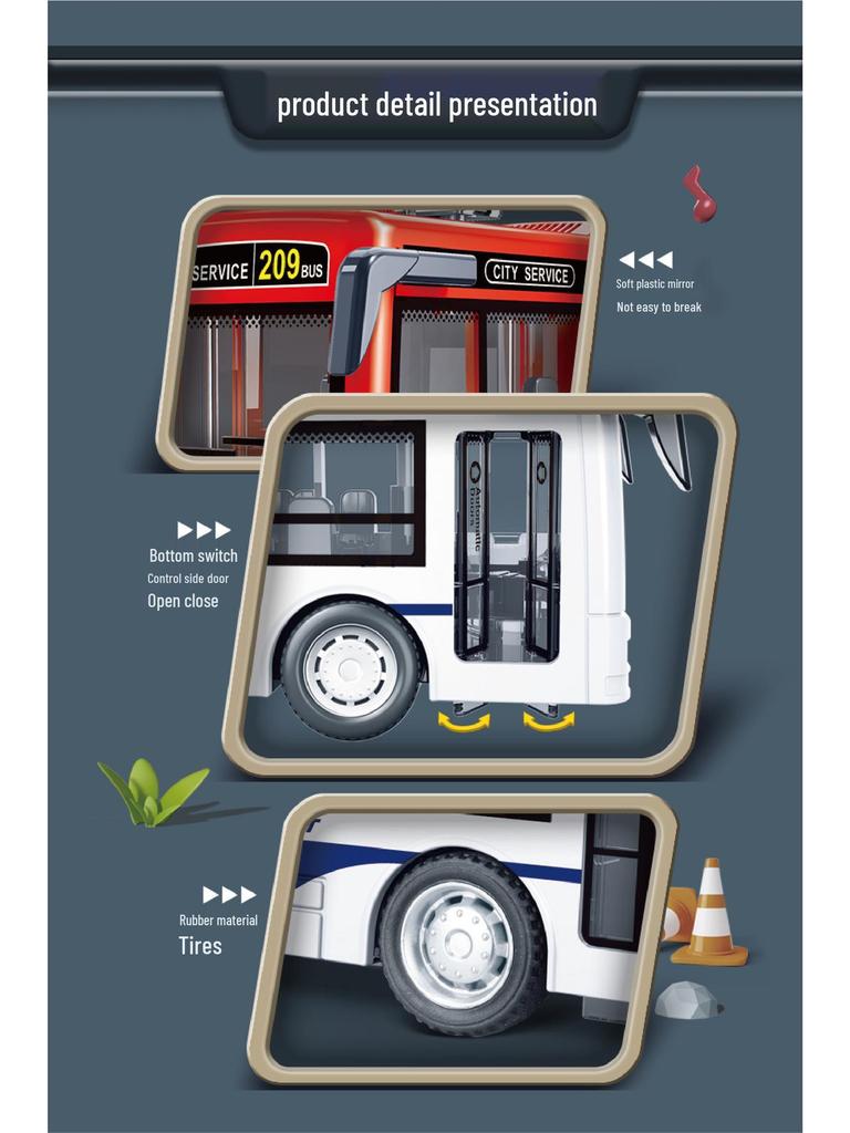 Children's Police Bus Toy Car with Sound, Lights, and Openable Door