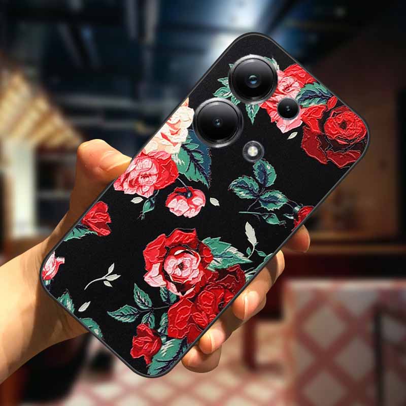 For Xiaomi Redmi Note 13 13pro 5G Case 3D Relief Flower Emboss Soft Silicone Cover For Redmi Note 13 pro Plus Owl interest Cases