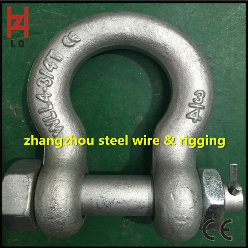 US Standard 12T High-Strength Alloy Steel Bow Shackle with Nut
