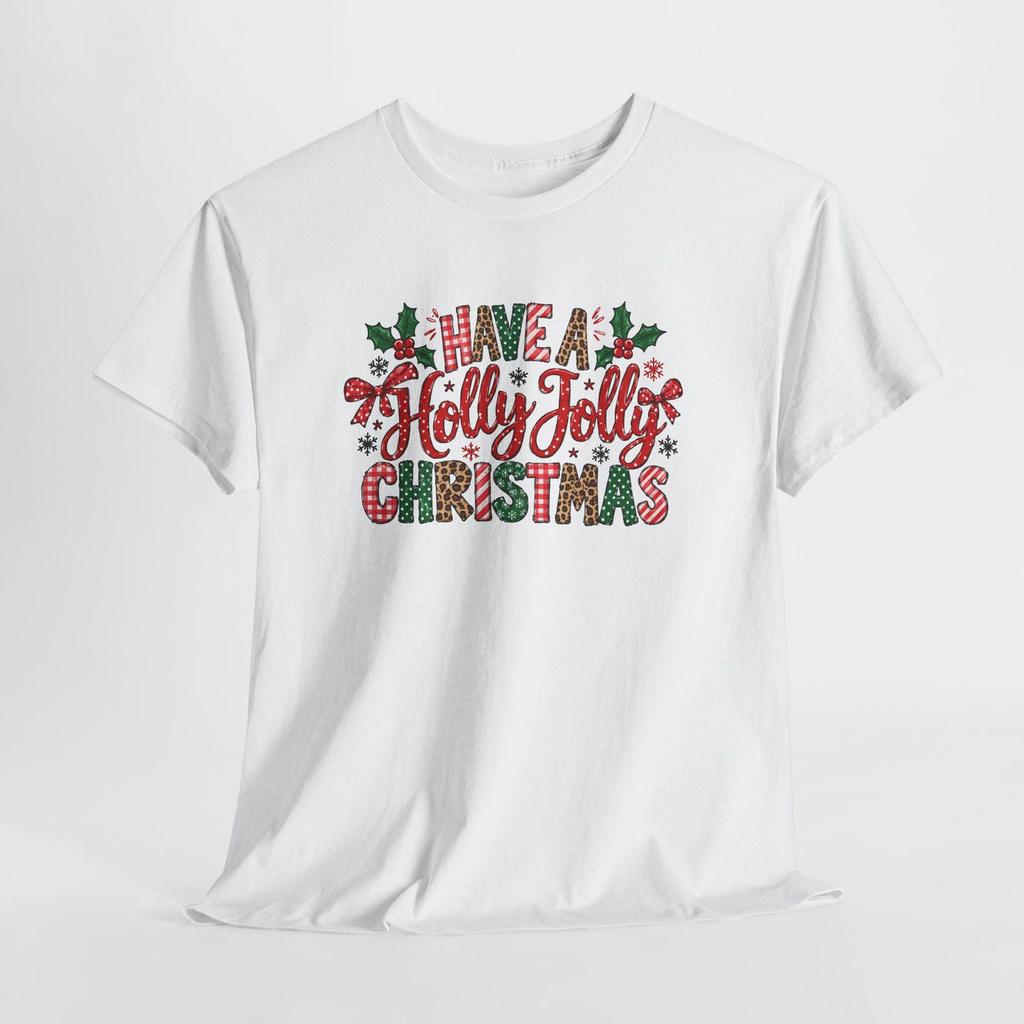 Have a Holly Jolly Christmas Tee | Retro Candy Cane Plaid Holiday Shirt