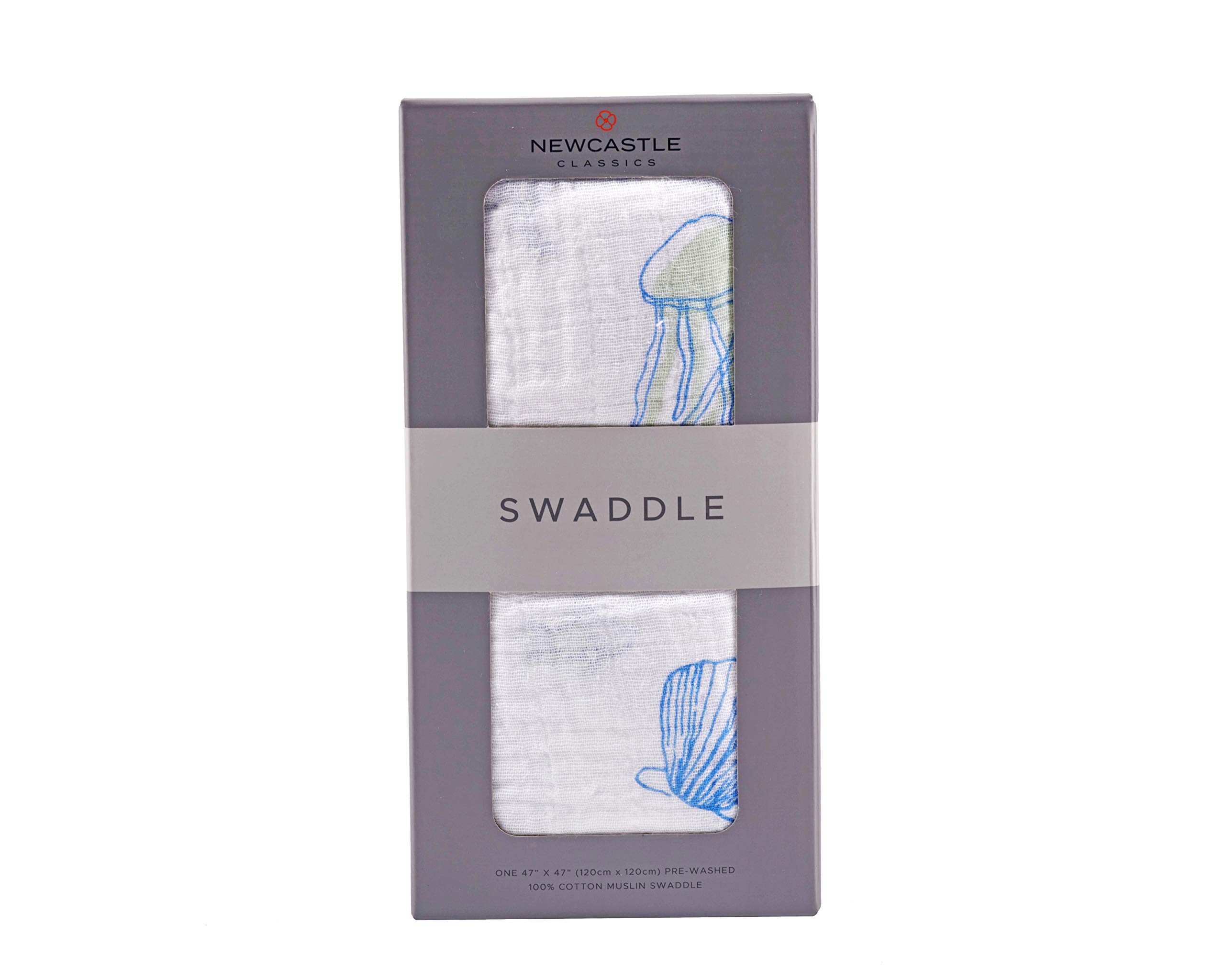 

Хлопковая пеленка-свадл Newcastle Classics Японское мягкое и пушистое одеяло для новорожденных Морские друзья 120x120см от 0 месяцев и старше [Официальный продукт]