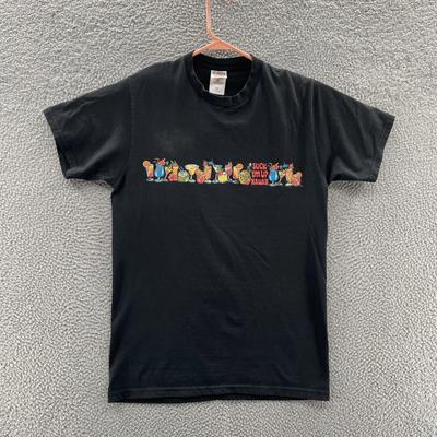 VINTAGE Hawaii T-shirt Heren Medium Zwart Cocktail Grafisch Reizen Casual Fleece