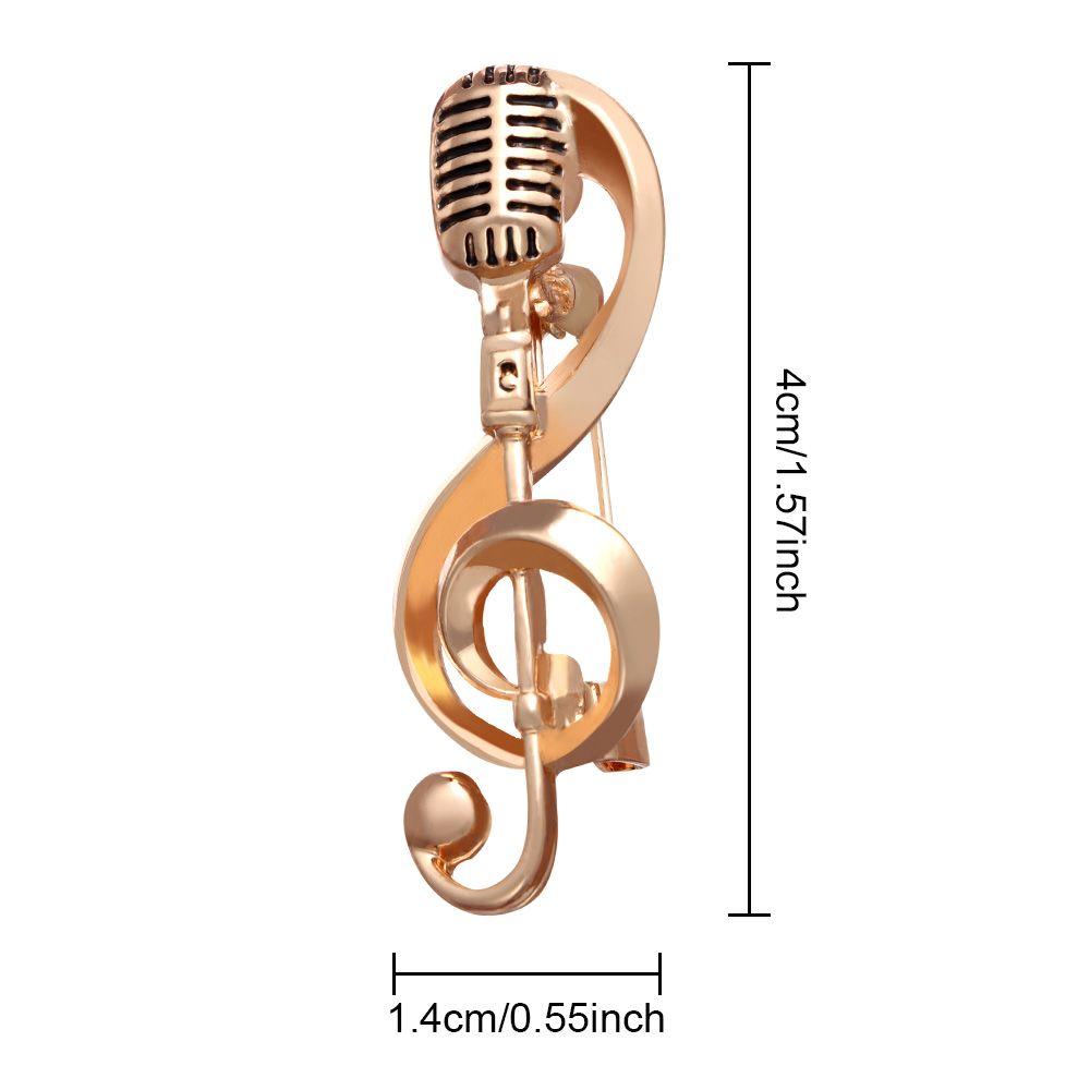 Accessoires DIY Décoration Sac à dos Épingles à col Microphone vintage Note de musique Broche dorée