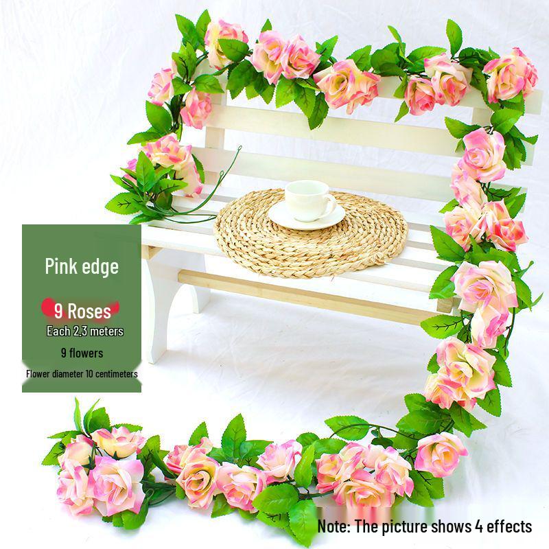 Artificial Rose Vine Garland for Air Conditioning Pipe Decoration