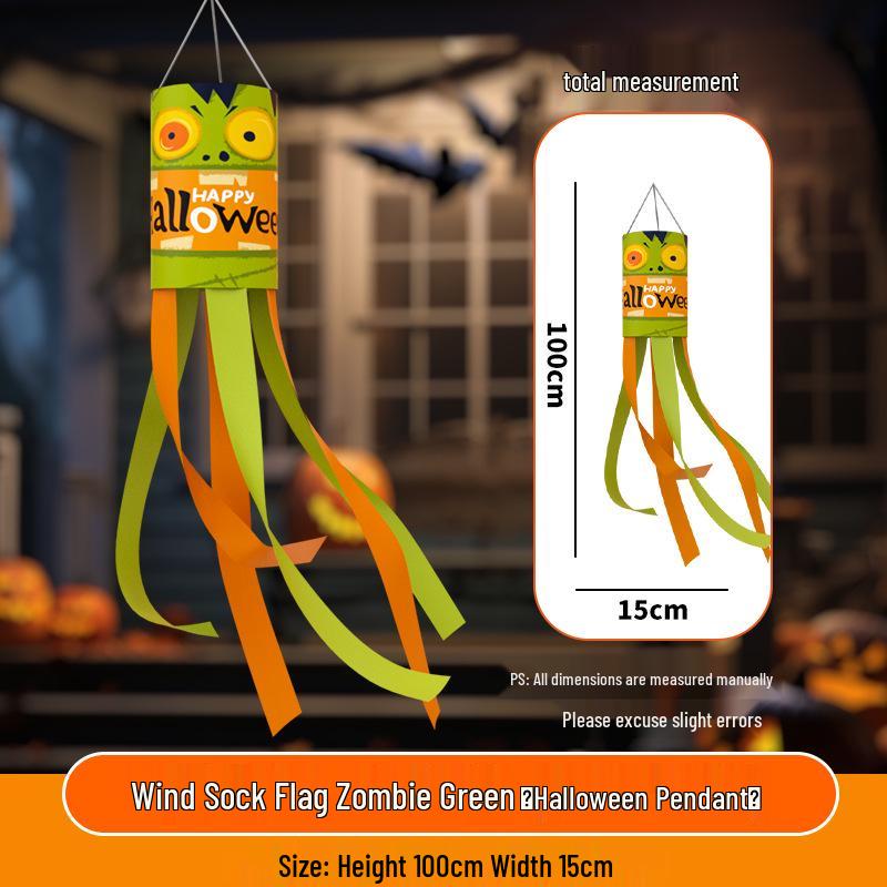 Halloween Outdoor Hanging Decorations: Pumpkin & Ghost Wind Sock Flags