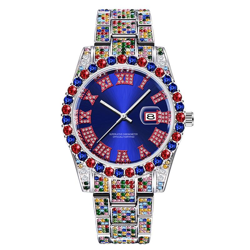 Hip-Hop Men's Diamond-studded Water Ghost Calendar Quartz Watch