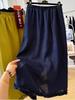 3731 Elegant Korean-Style Linen Ruffle Midi Skirt for Women