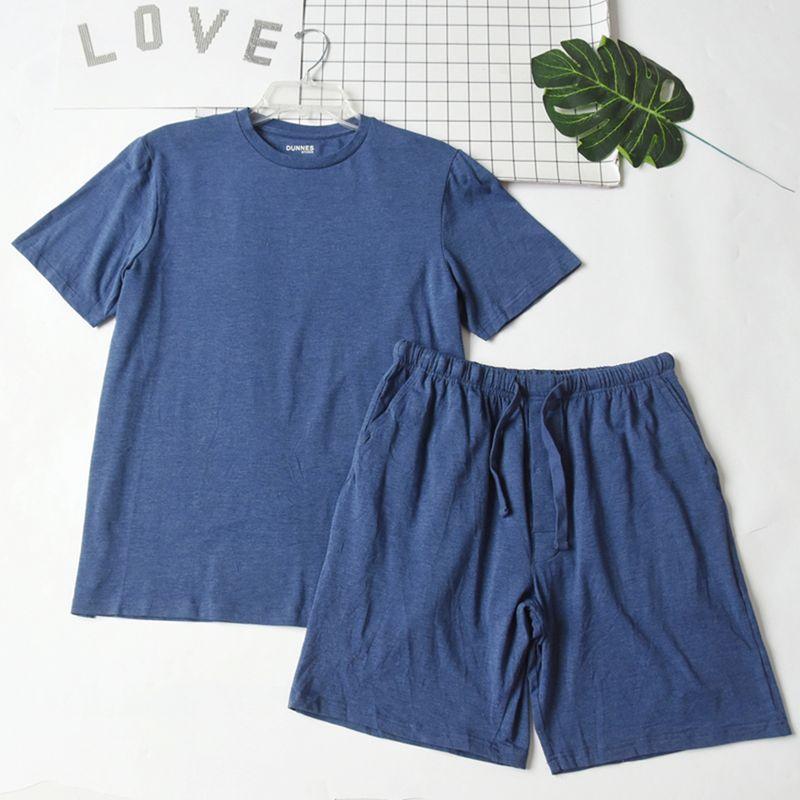 Foreign Trade Summer Men's Thin Knitted Modal Cotton Short Sleeve Shorts Pajamas Skin-friendly Breathable Homewear Set