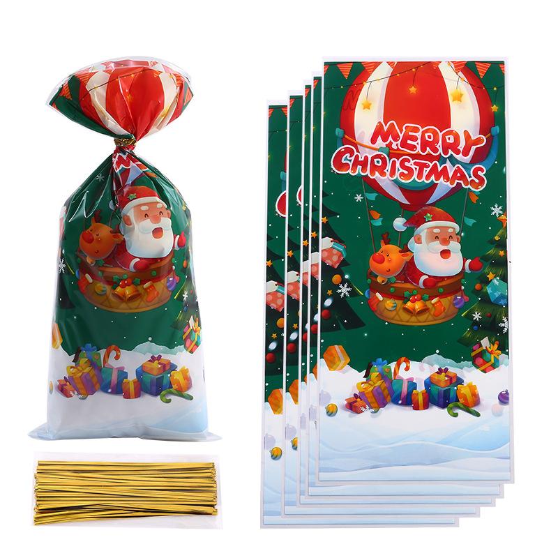 Set 50/100 Buc Pungi Cadou Bomboane Crăciun Cu Design Moș Crăciun Pentru Decorațiuni Petrecere Xmas Navidad Consumabile Ambalare Biscuiți Favore