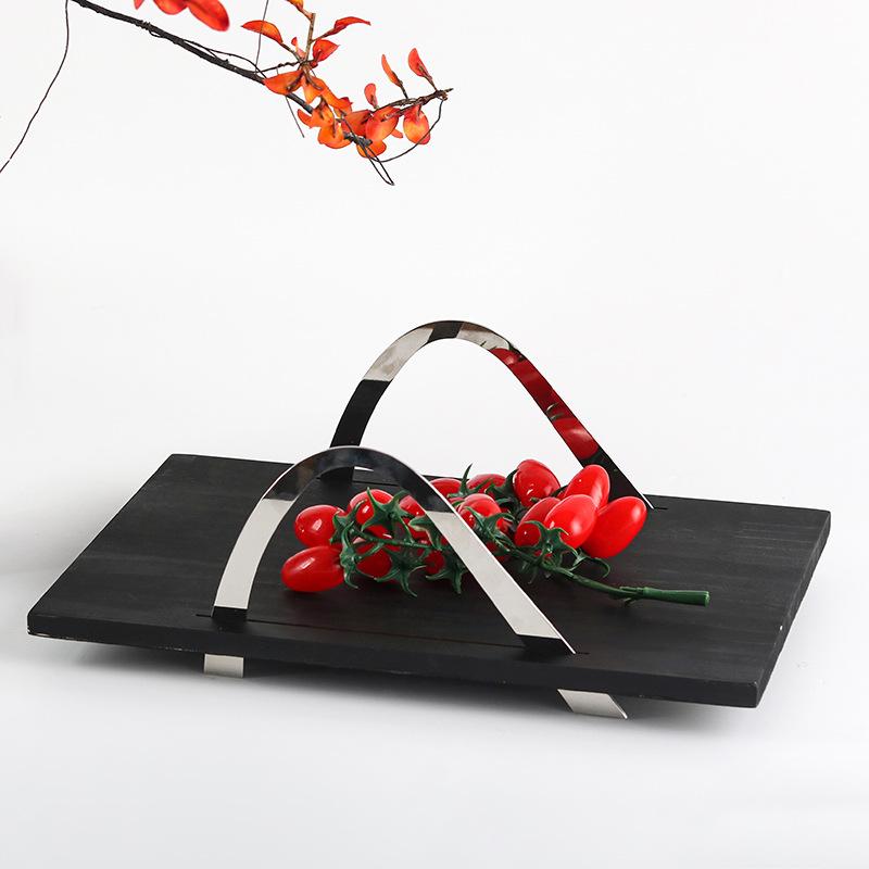 Model House Soft Decoration Metal Handle Arch Bridge Solid Wood Pallet Decoration Home Living Room Coffee Table Storage Tray Decoration