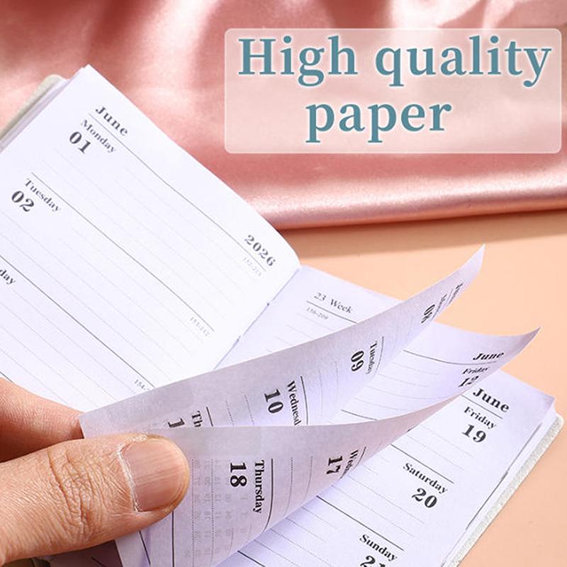 A7 Specification 2026 English Planner Book, Mini Portable Pocket Daily Schedule Book Thin Weekly Calendar