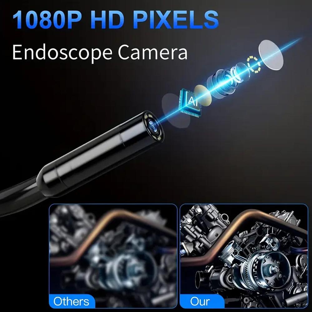 Endoscope Camera With Light 4.3" IPS HD 1080P 8mm IP67 Waterproof Borescope Camera with 6 Adjustable LED Lights for Sewer Car