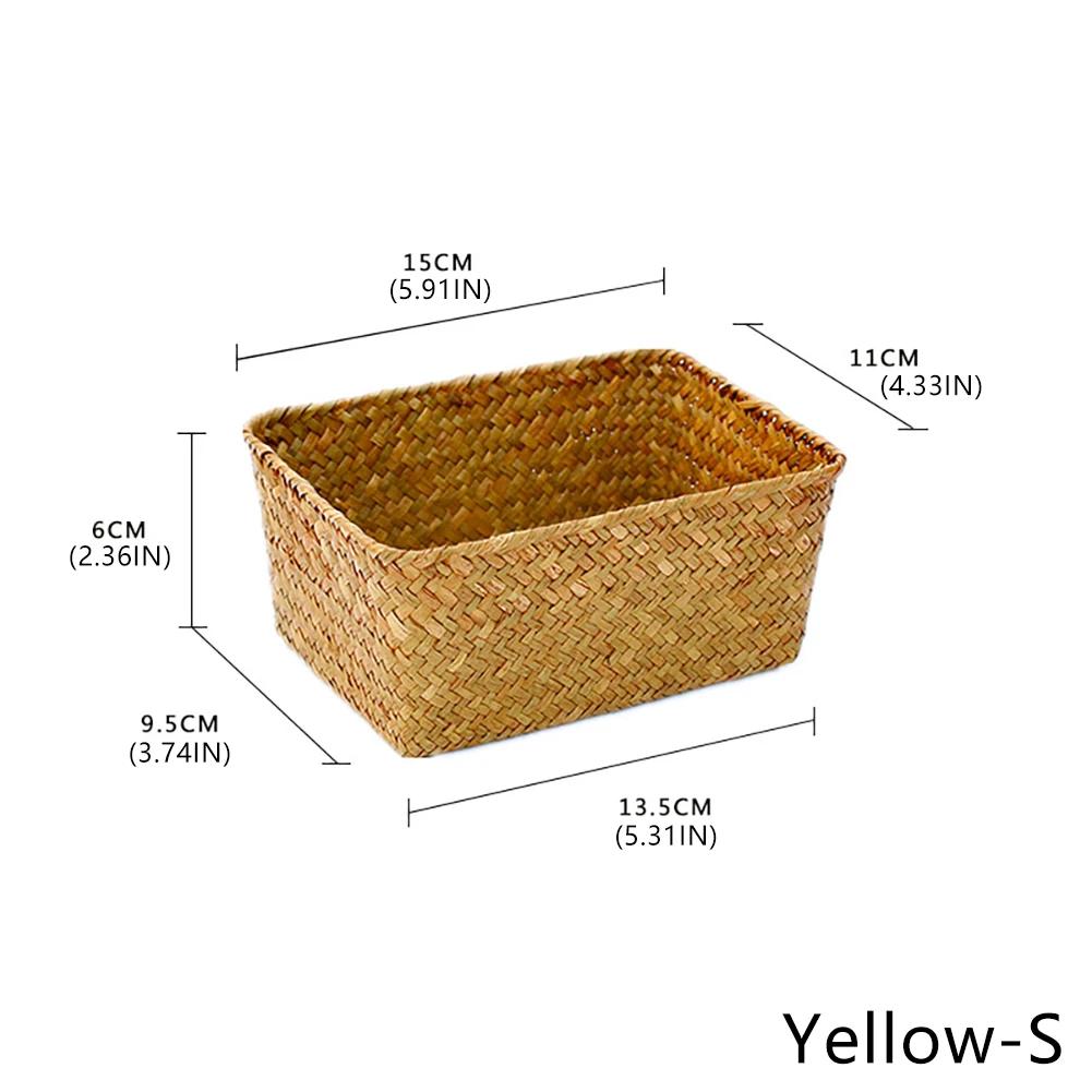Woven Seagrass Storage Baskets Straw Rattan Basket Desk Organizer Picnic Basket Fruit Storage Box Cosmetic Storage Container
