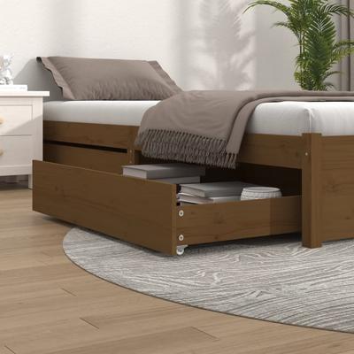 Vidaxl Under-Bed Drawers, 2 Pcs, Honey Brown, Solid Pine Wood