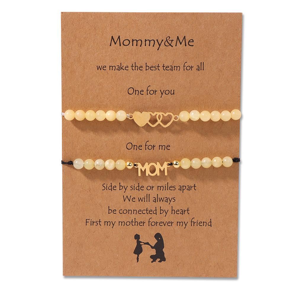 JYL TS Bracelet Mother-Daughter  2-Piece Heart Braided Strengthens Bond & Family Luck