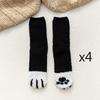 4pairs Winter Coral Fleece Cat Paw Print Socks For Women Men Warm Striped Middle Tube Socks Home Floor Sleeping Socks