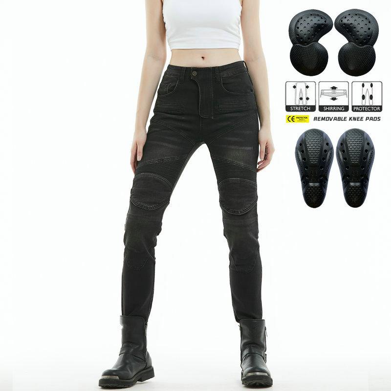 Motorcycle Jeans Women's Knight Slim-fit Elastic Old Locomotive Jeans, Cycling Anti-drop Pants