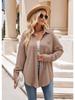 Single Breasted Pocket Waffle Fashion Shirt 2023 Women's Autumn and Winter New European and American Casual Loose Tops