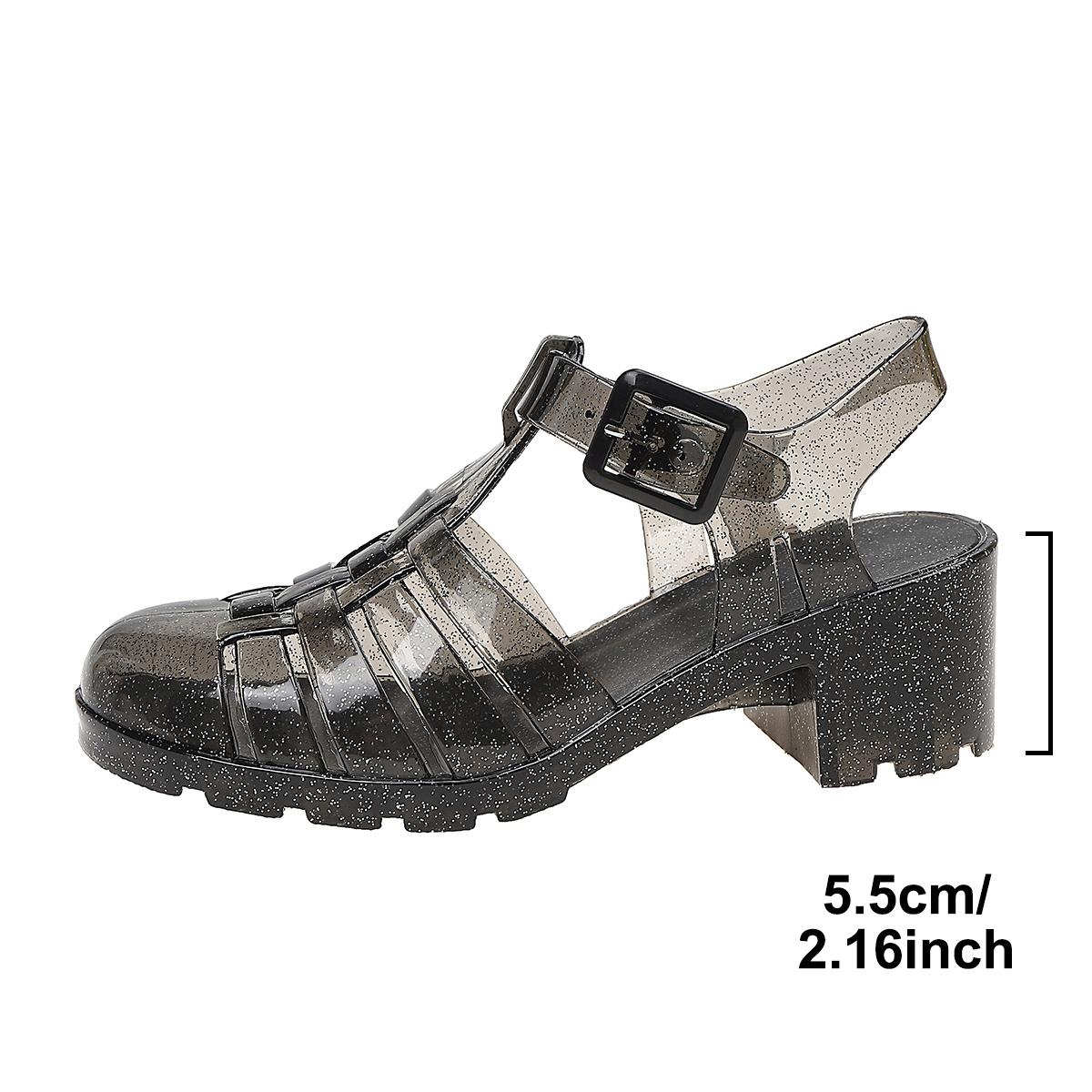 

Fashion Versatile Women s Summer Plastic High Heels Anti-Slip Transparent Crystal Jelly Shoes Princess Style Cross-Border Trade Footwear 40