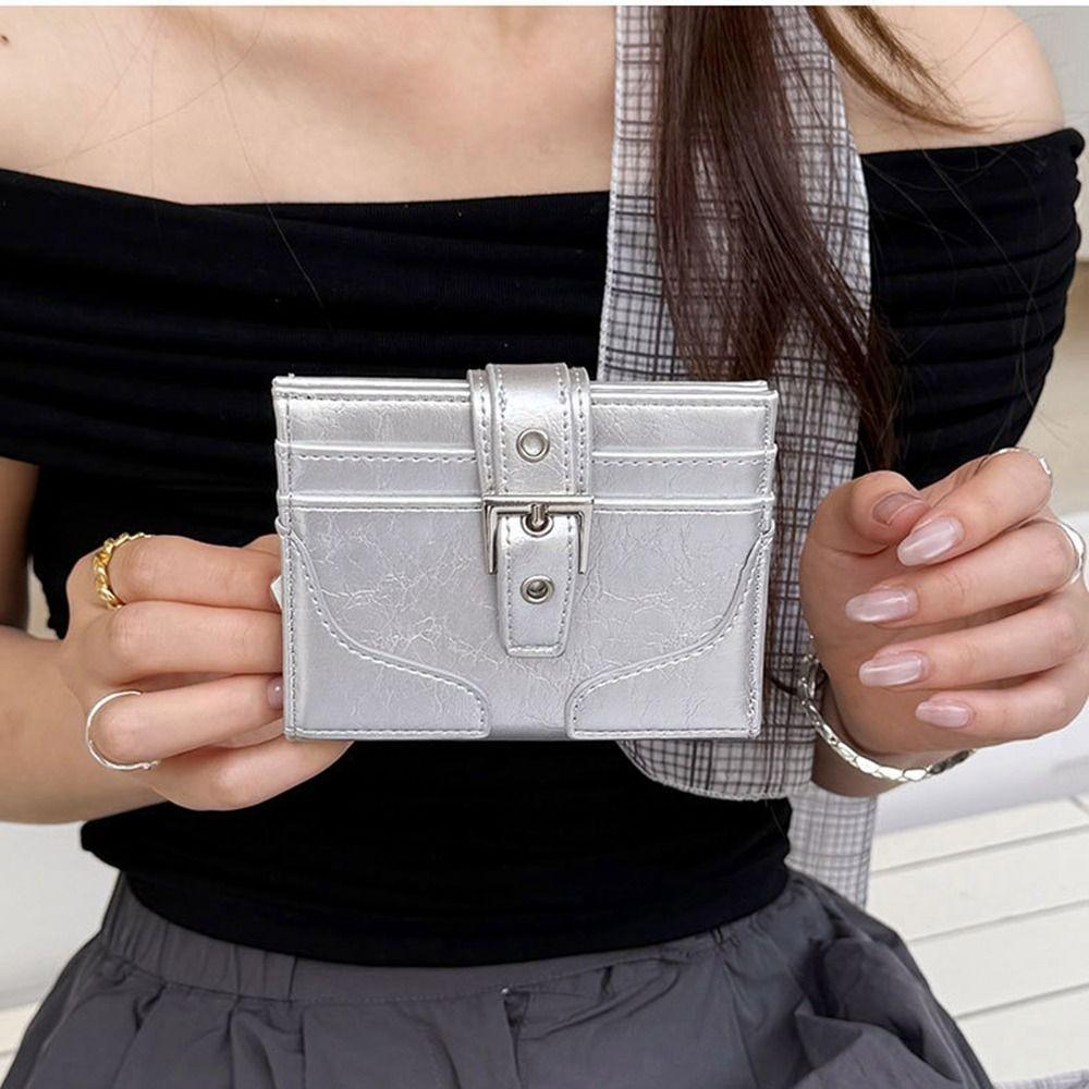 Korean Style Card Bag Purse PU Leather Card Holder Women Short Wallet Card Storage Bag