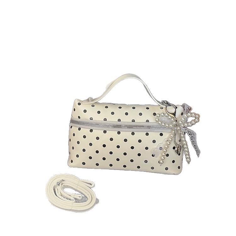 Retro Sweetheart Polka Dot Crossbody Bag: Elegant Korean Style, Versatile Commuter Shoulder Bag