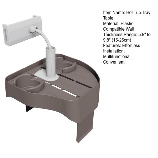Podnosový stolek do vířivky 3v1 Nastavitelný podnosový stolek s držákem na pohár a držákem na telefon Boční stolek do vířivky pro většinu nafukovacích vířivek a lázní