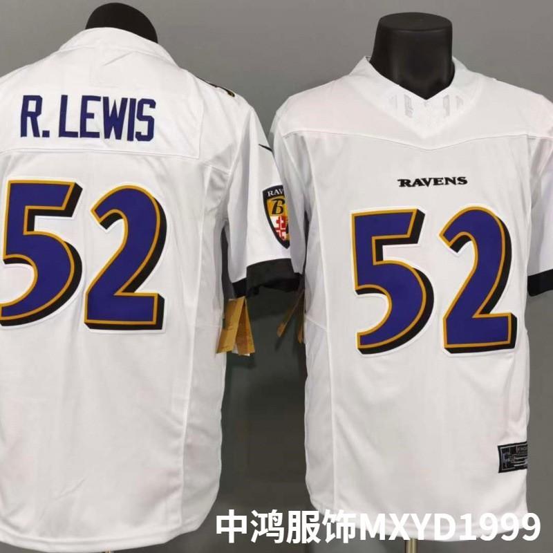 Embroidered Football Jersey 3rd Generation Baltimore Ravens 52 R.Lewis White Shirt