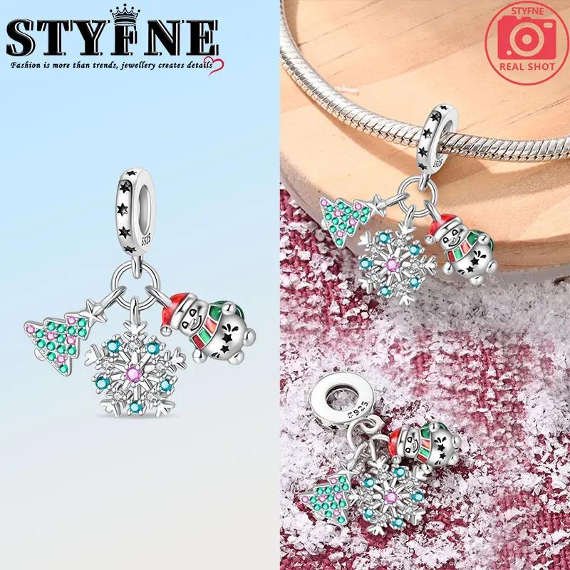 Christmas Charms Creative Santa Claus Christmas Tree Red Socks Boots Copper Beads Diy Bracelets Jewelry For Women