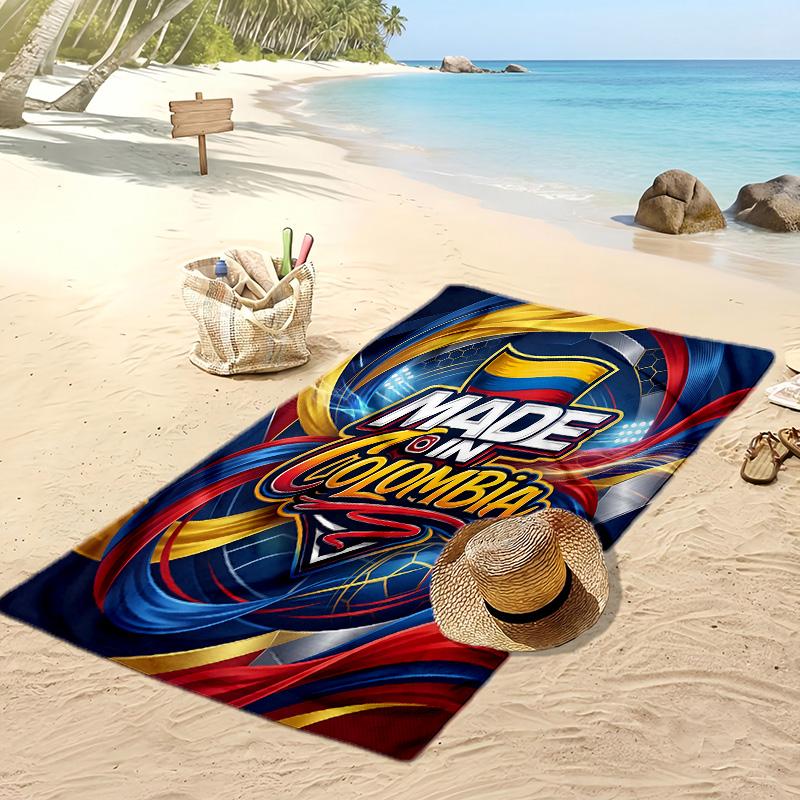 Kolumbien Fußball Print Strandtuch Schnelltrocknend Super Saugfähig Weiches Badetuch für Schwimmen Strand Reisen Fan Souvenir Geschenk