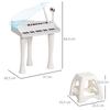 32-Key Kids Piano Keyboard, with Stool, Lights, Microphone, Sounds, Removable Legs - White