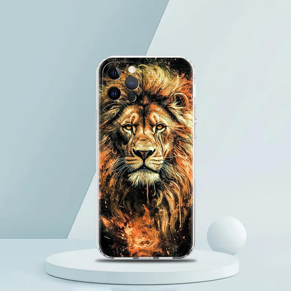 The Lion Phone Case for iPhone 16 15 14 13 12 Pro Max Transparent Soft for iPhone 11 Pro Max 7 8 Plus XS XR Silicone Shell Capas