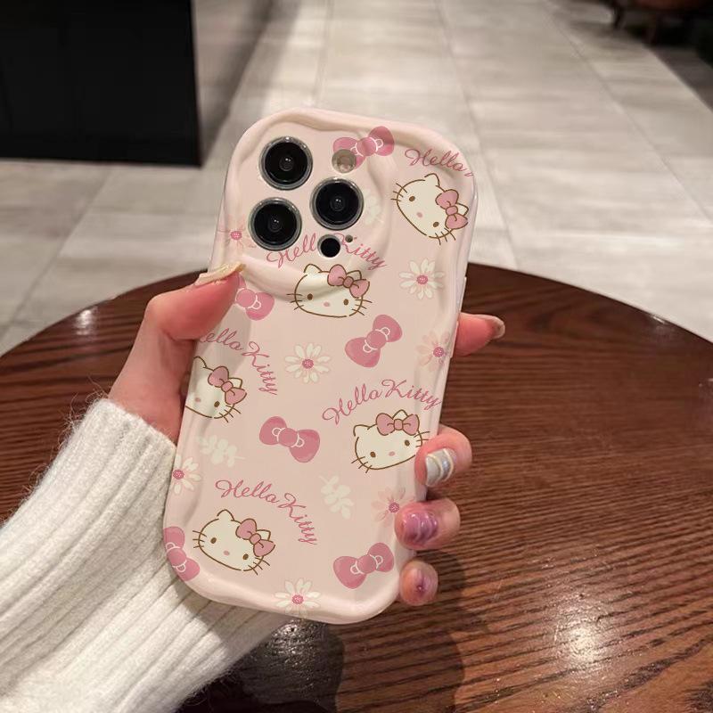 KT Cat Bowknot Drop-proof Phone Case for Apple iPhone 11/12/13/15/16 Pro/17 Pro Max