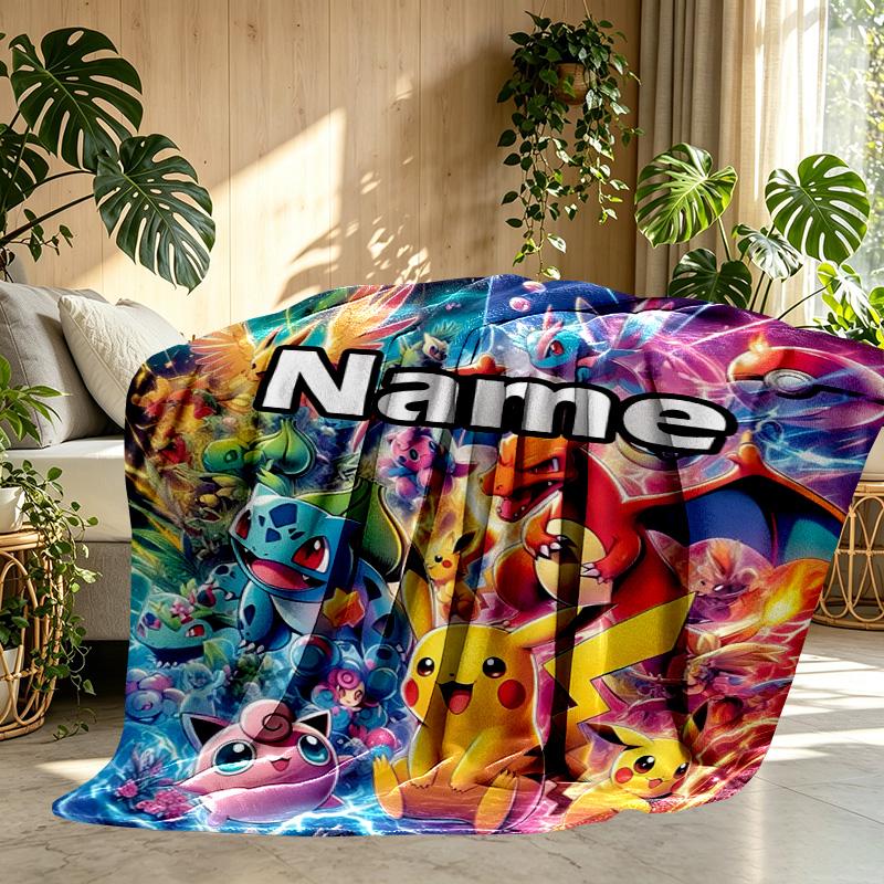 Coperta Personalizzata con Nome e Stampa Anime, Decorazione per la Casa, Camera da Letto, Divano, Campeggio, Divano, Regali per Compleanno Natale