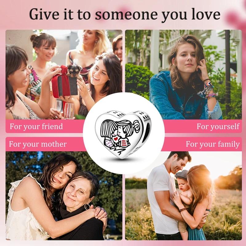 Good Sister Heart-Shaped Beads Copper Original Beads Fit Originalcharms Bracelet Beads Jewelry Gifts For Women