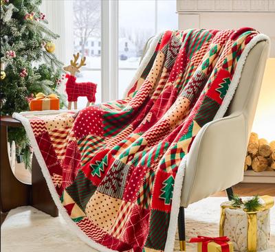 Christmas Blanket Christmas Decorations Gifts for Women Sherpa Flannel Fleece Winter Holiday Blanket Fluffy Cozy Soft Christams