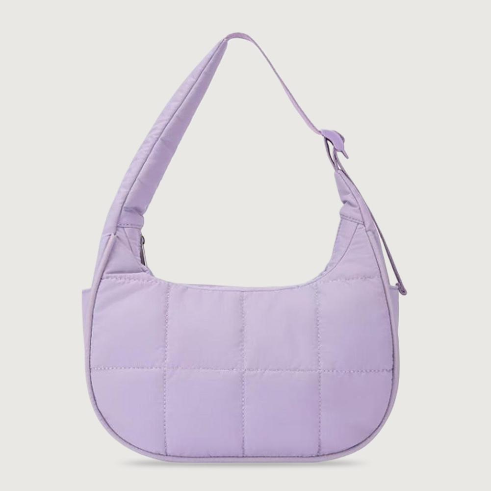 Puffer Crescent Bag for Women Quilted Shoulder Bag Nylon Adjustable Strap Shoulder Purse with Zipper Hobo Bag for Work Travel